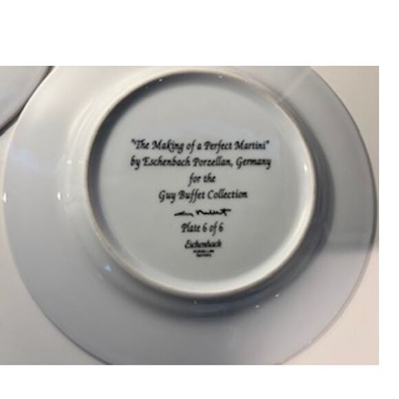 Eschenbach Guy Buffet The Making of a Perfect Martini Plates 8" Set of 5 Germany - Picture 15 of 15